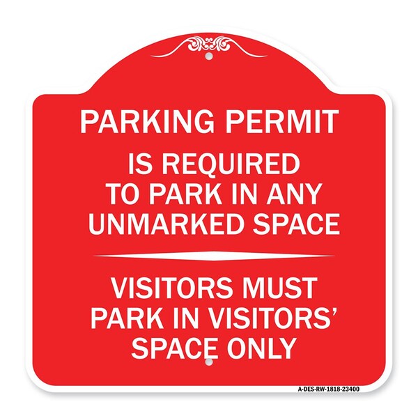 Parking Permit Is Required to Park in ANY Unmarked Space Visitors Must Park in Visito, RW-1818-23400